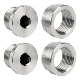 joytrace M18x1.5 Oxygen Sensor Weld Bungs & Plugs Kit (2 Bungs/2 Plugs) - Stainless Steel Welding Adapters