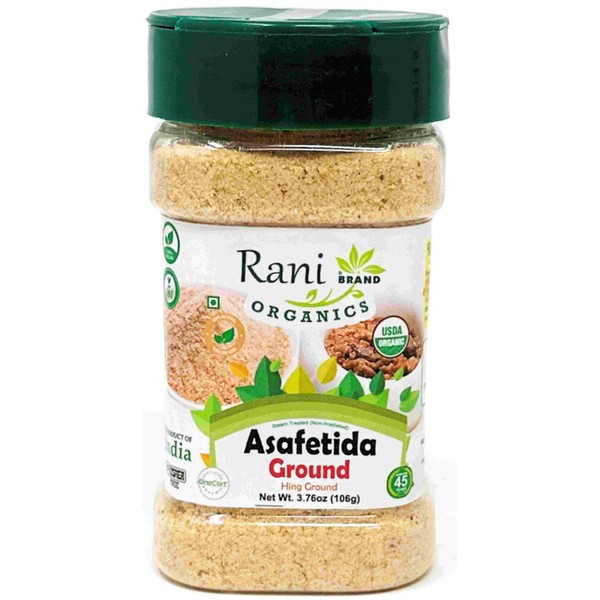 Rani Organic Asafetida (Hing) Ground 3.75oz (106g) PET Jar ~