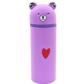 CYGMRFH Kawaii Pencil Case, 2-in-1 Pen Holder, Beautiful Standing Pencil Case, Bear Pencil Holder, School Supplies, Desk Organiser for Children, Students, Adults, School, Office, Open the door, kawaii