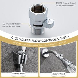 Shower Valve, Aomasi Brass Constructed Shut Off Valve Gate Flow Rate Regulator Water Flow Controller Universal Shower Head Hose Switch with Lever Handle Chrome