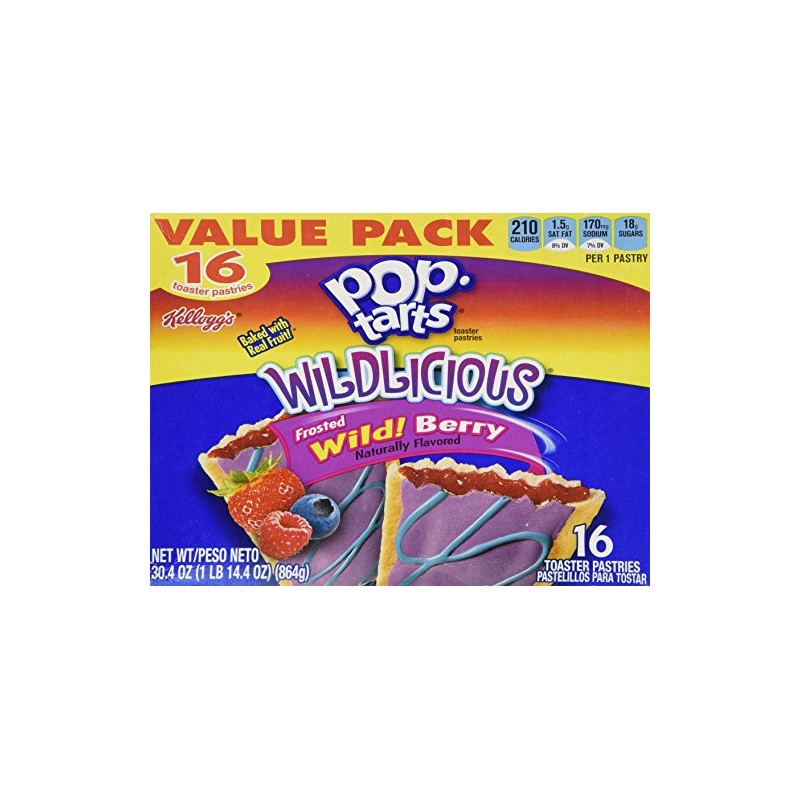 Kellogg's Pop-Tarts Wildlicious Frosted Wild! Berry, 16 ct, 30.4 oz