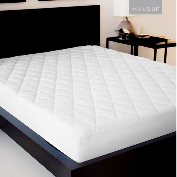 MALOUF Quilted Soft Down Alternative Fill-Hypoallergenic Mattress-Pads, California king, White