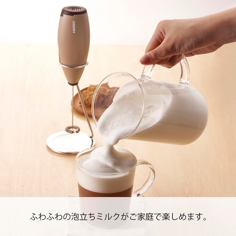 HARIO CZ-1BR Creamer Zette Whisk, Milk Foamer, Brown, Present, Gift