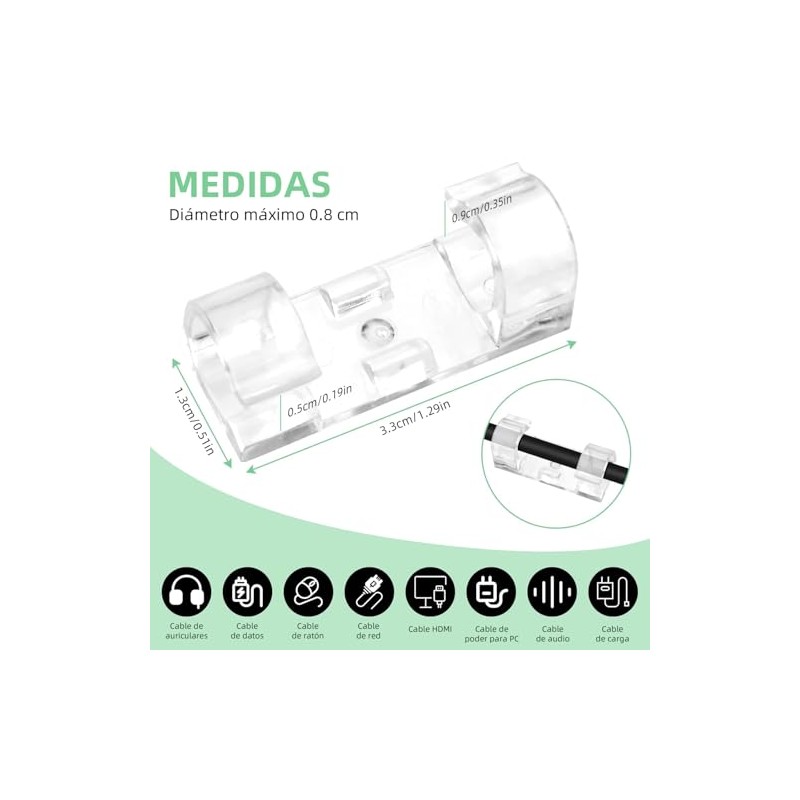 120 Piezas Organizador de Cables , Clips para Cables, Cable