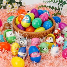Slow Rising Squishy Toys with Easter Eggs - 30 PCS Stress Relief Fidget Toys,Birthday Goodie Bag Stuffers Treasure Box Toys, Kids Classroom Prizes,Claw Machine Toys,Mini Animal Toys