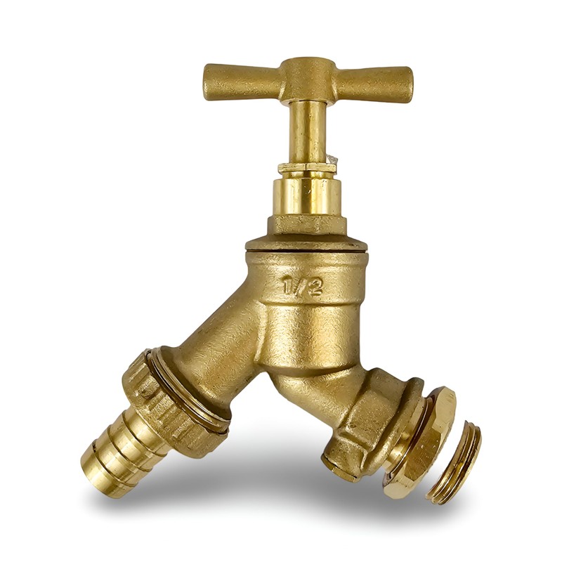 Outside 1/2 Double Check Garden Tap with Through The Wall