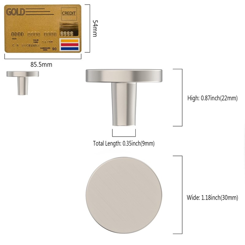 Amerdeco 10 Pack Brushed Satin Nickel Cabinet Knobs Single Hole