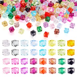 Craftdady 160 Pcs 10mm Faceted Cube Acrylic Beads Transparent Crystal Spacer Beads Clear Ice Square Loose Beads for Jewellery Making DIY Necklace Earrings Crafts