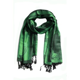 Sakkas Two Tone Floral Rose Reversible Pashmina Scarf Shawl Wrap Stole for Women - Kelly Green/Black