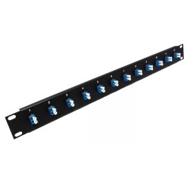 RiteAV 12 Port LC Fiber Patch Panel Singlemode (Blue Couplers) (Loaded 1u) 19"