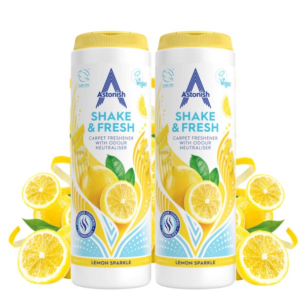 Astonish 350g Shake Fresh Lemon Sparkle Carpet Powder Odor Remover,