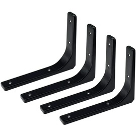 4 PCS Heavy Duty Shelf Bracket,L Shape Right Angle Bracket (Black, 200mm×150mm)