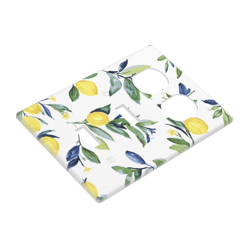 Yellow Lemon Combination Wall Plate 2 Toggle 1 Duplex Outlet
