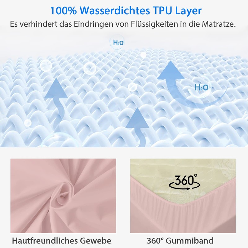 Mattress Protector Waterproof 90 x 200 cm Fitted Sheet Breathable