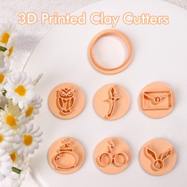 Puocaon Polymer Clay Earring Cutters - 7 Pcs Magic Theme Clay Cutters for Polymer Clay Earrings Making, Admission Letter Magic Potion Clay Cutters, Elves Clay Cutters for Earrings Pendant Making
