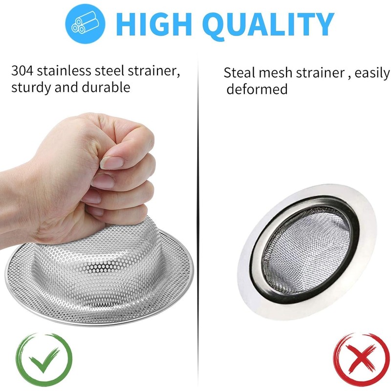 Pack of 2 Drain Strainers, Kitchen Sink Strainer, Stainless Steel