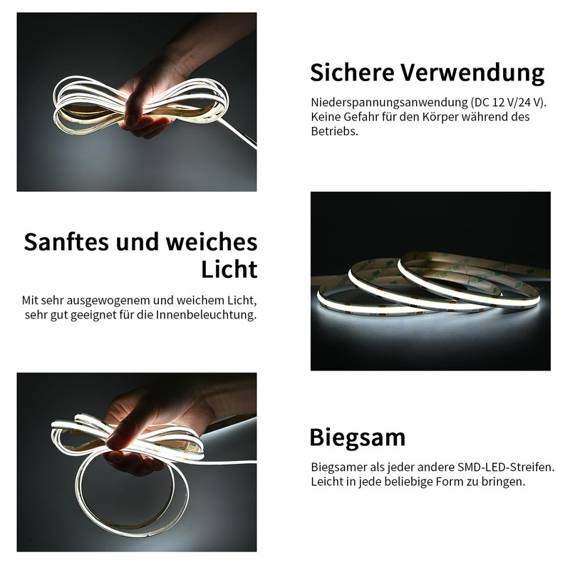 THUNGCIT COB LED Light Strips, Flexible, Super Bright LED Strips,