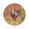 Minimalist Wood Clock Analog Round Non-Ticking Farmhouse Rooster Animal Frameless