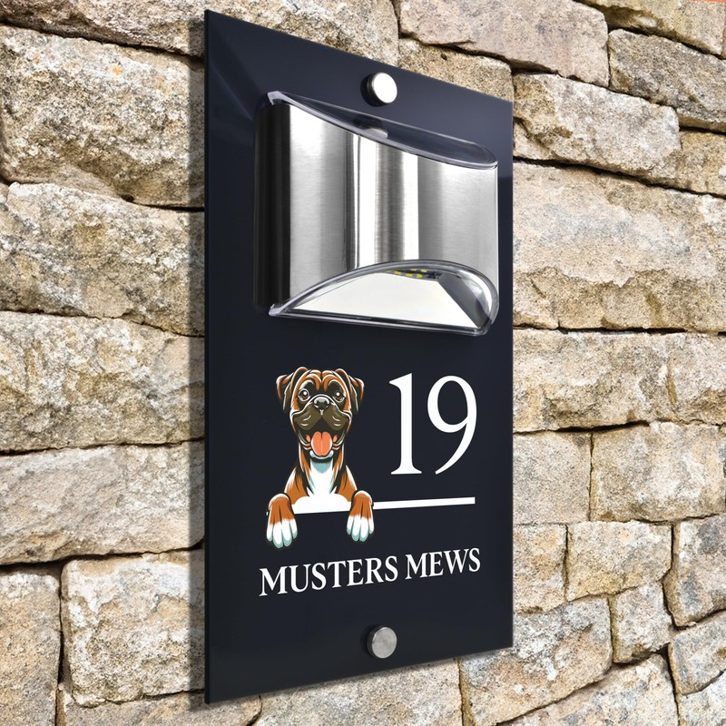 Custom Signs Solar Illuminated Modern Anthracite House Number Sign 24cm