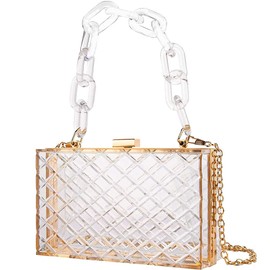 BUBYVV Women Clear Purse, Acrylic Evening Clutch Bag, Shoulder Handbag With Removable Gold Chain Strap (gold)