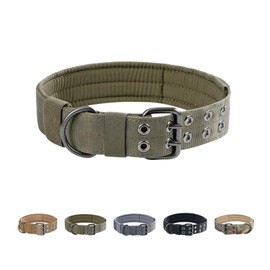 EXCELLENT ELITE SPANKER 1.5" Width Military Dog Collar Adjustable Metal D Ring & Buckle Working Dog Collar for Medium Large Dogs(Ranger Green-XL)