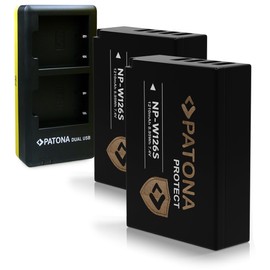 PATONA Set Caricabatterie Dual USB-C + 2X NP-W126S Protect, 1210mAh