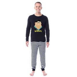 INTIMO The Flintstones 1985 Characters Tight Fit Cotton Matching Family Pajama Set, Adult, Fred Flintstone, L