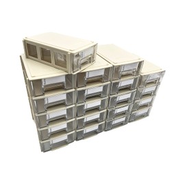 Stackable Storage Drawers Set of 20, Plastic Drawers Organizer for Small Parts Screw Craft Organizer, Mini Drawer Organizer with Dividers and Paper Labels(GREY)