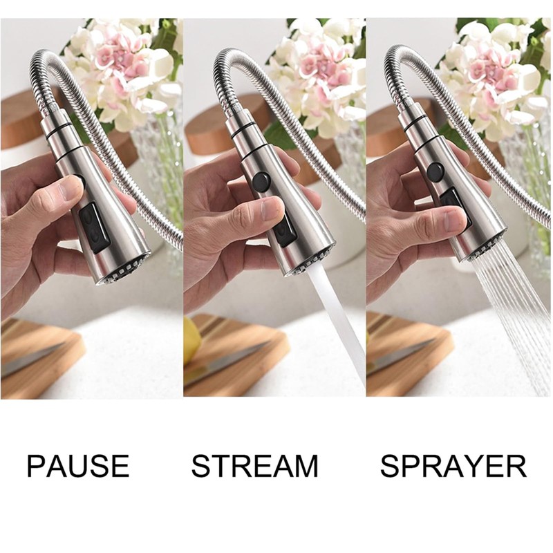 Kitchen Faucet with Pull Down Sprayer, Brushed Nickel Stainless Steel