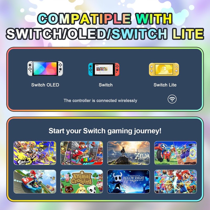 Versatile wireless controller for Switch - Compatible with Switch console,