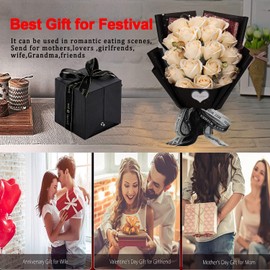 EIGHTOWN Roses Bouquet Artificial Flower - Preserved Red Rose Flowers with Love Necklace for Her - Unique Gifts Valentine's Day, Mother's Day, Thanksgiving, Birthday, Anniversary