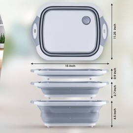 Cheer Collection Collapsible Cutting Board - Silicone Foldable Cutting Board - Non-Slip Collapsible Sink and Chopping Board with Drainage Hole - Multifunction Camping Cutting Board or BBQ Prep Tub