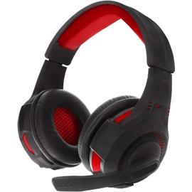 HPXGX100RD Stereo Gaming Headset, Black with Red Accents; in-line Volume and Mic On/Off Controls; Rotating Omni-Directional Mic; Adjustable Headband; Comfortable Earpads for Long Use
