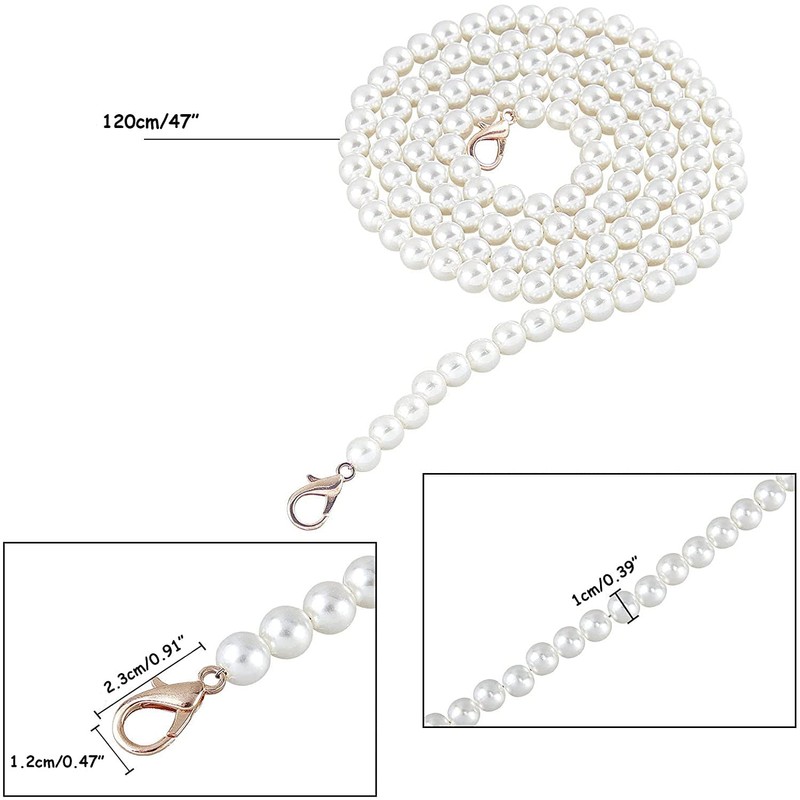 Bag Chain Belt Replacement Pearl Strap Total Length Approx. 47.2