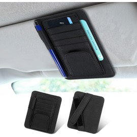 Organizador para parasol de coche, pequeño organizador de parasol de coche de cuero y soporte para tarjeta de seguro, bolsillo de almacenamiento multifuncional para interior de auto para tarjeta