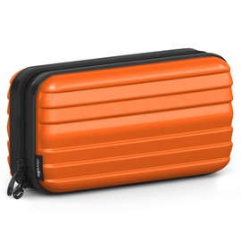 stardis Cosmetic Bag Hard Shell Toiletry Bag Hard Case Women Men Toiletry Bag in Suitcase Shape Flight Beauty Case Waterproof Mini Suitcase Look Wash Bag for Women, Men, Children, vibrant orange