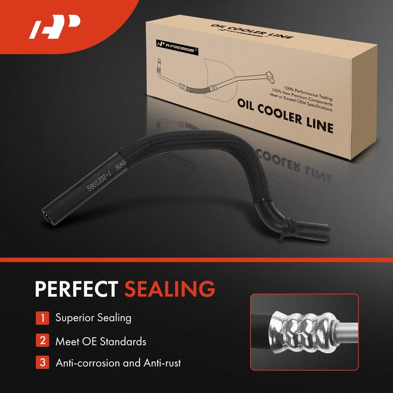 A-Premium Engine Oil Cooler Line Hose Assembly Compatible with Ford