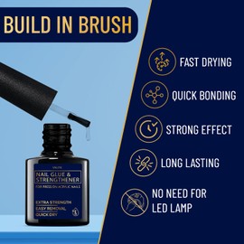 Valitic Strong Nail Glue and Strengthener for Acrylic and Press On Nails - Quick Dry Brush On Gel for Long Lasting Effect - Adhesive Nail Bond for False Nails with Tips Strengthener - 2 PACK