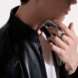 TUNGSTORY Tungsten Carbide Celtic Promise Rings Inlaid with Green Carbon Fiber for Men 8mm Black Dragon Wedding Band Size 9