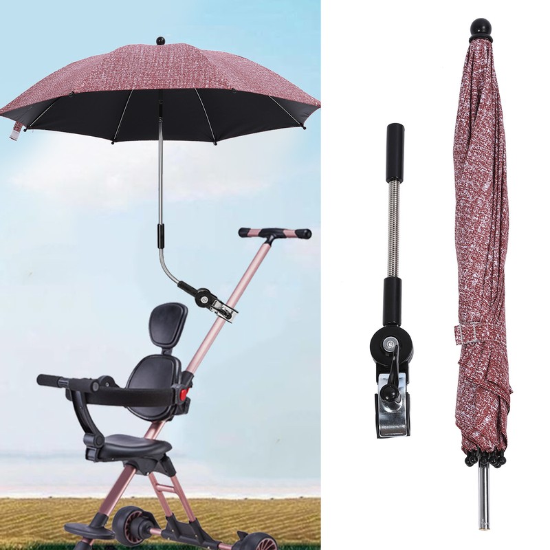 Baby Stroller Umbrella with 360 Degree Adjustable Clamp UV Protection