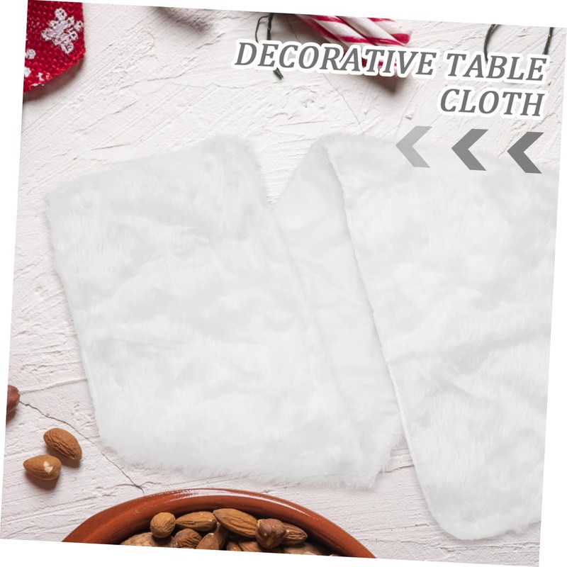 iplusmile 1Pc Plush Christmas Table Runner Decorative White Table Flag