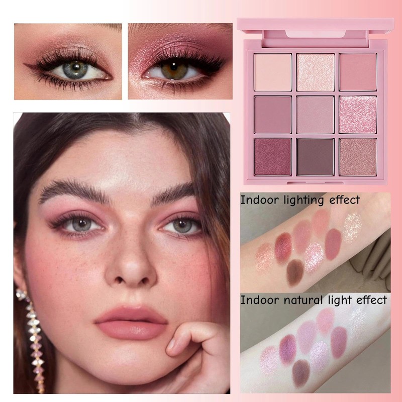 Pink Eyeshadow Palette & 9 Shades Eyeshadow Palette with Highly