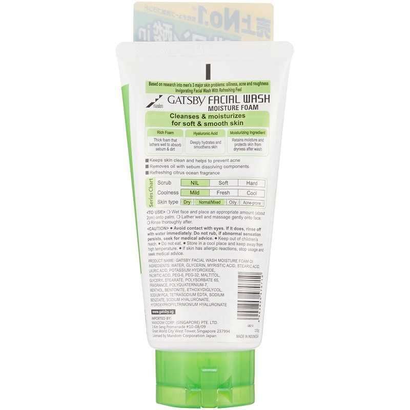 Gatsby Facial Wash Moisture Foam, 4.6 oz (130 g)