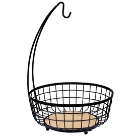 Modern grid farmhouse Black fruit bowl with banana tree