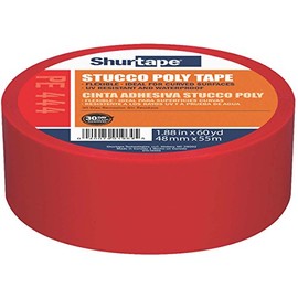Shurtape PE 444 UV-Resistant Stucco Masking Tape, 48mm x 55m, Red, 1 Roll (107239)