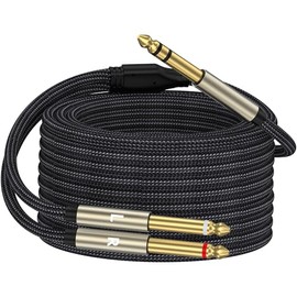 Cable divisor en Y estéreo TRS de 1/4 pulg., conector de cable de audio de 1/4 pulg. macho a doble 1/4 pulg. (6,35 mm) macho TS mono de ruptura - 20 pies