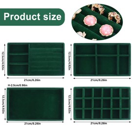 LWAIX Jewellery Storage Drawer Jewellery Trays Jewellery Organiser Drawers for Jewellery Drawer Insert Storage Organiser System Earrings Bracelet Rings 4 Pieces (Green)