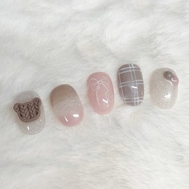 [Handmade Nail Tips] Baby Mocha Nail Tips - Short Grass / [수제네일팁] 베이비모카 네일팁 - 숏풀