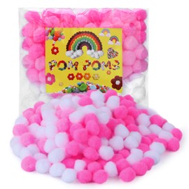 WONVOC Pom Poms 150 pcs, Pom Poms 1 Inch, 3 Colors Crafts Pom Poms Bulk, for Home and Class Creative Activities, Home Decoration, DIY Arts and Crafts, Pink, Light Pink & White