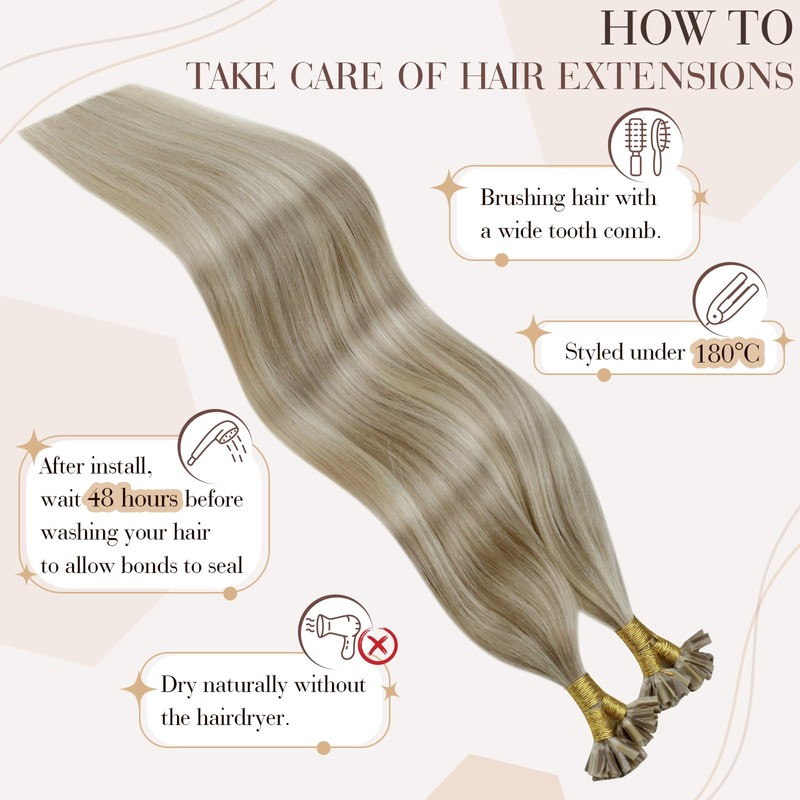 Hetto Remy Extensions Bondings Real Hair Blonde Bondings Real Hair